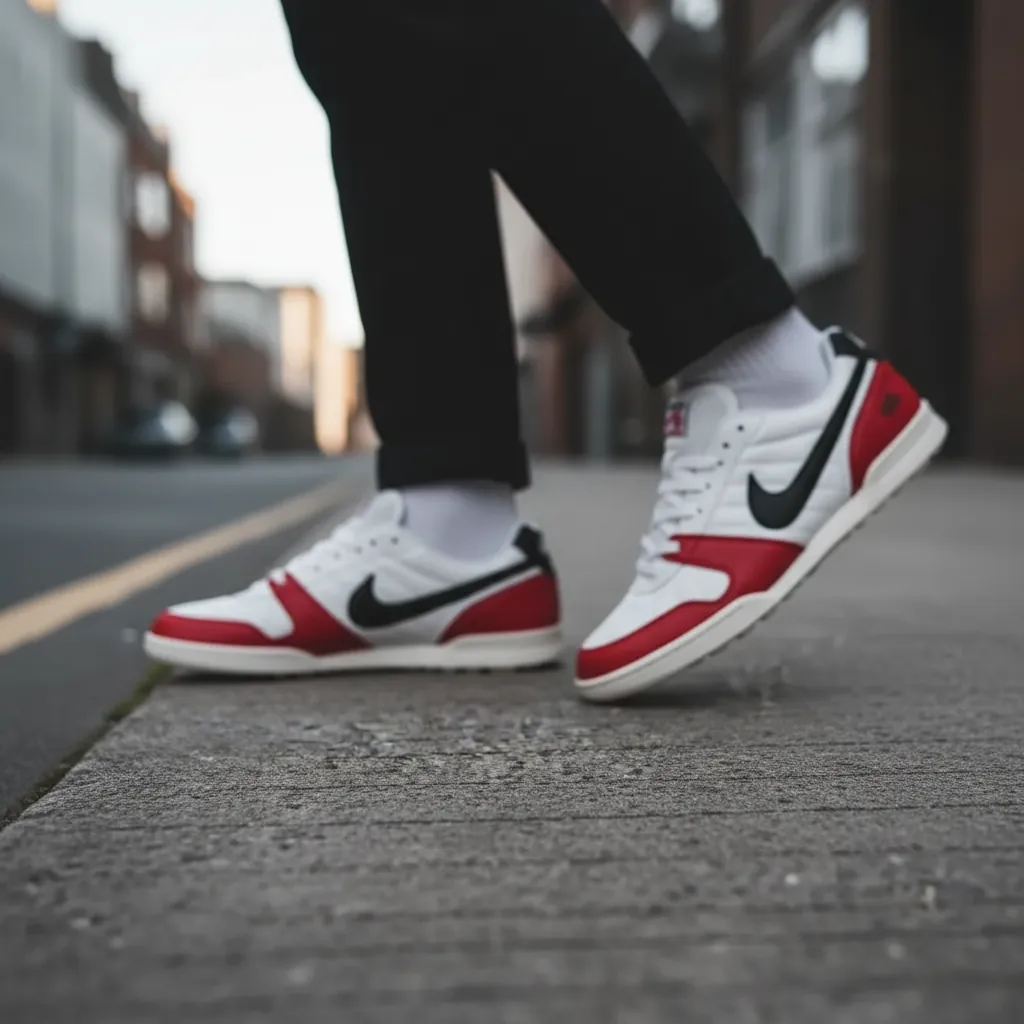 Nike Total 90 side profile showing flat rubber street sole and heritage colorway