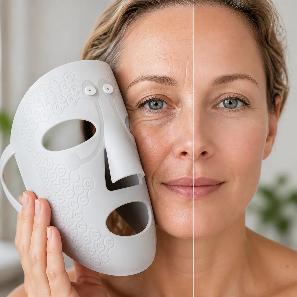 Split comparison showing skin with fine lines, wrinkles, and saggy skin on one side versus smooth, radiant skin on the other, highlighting the visible difference between aging and youthful skin