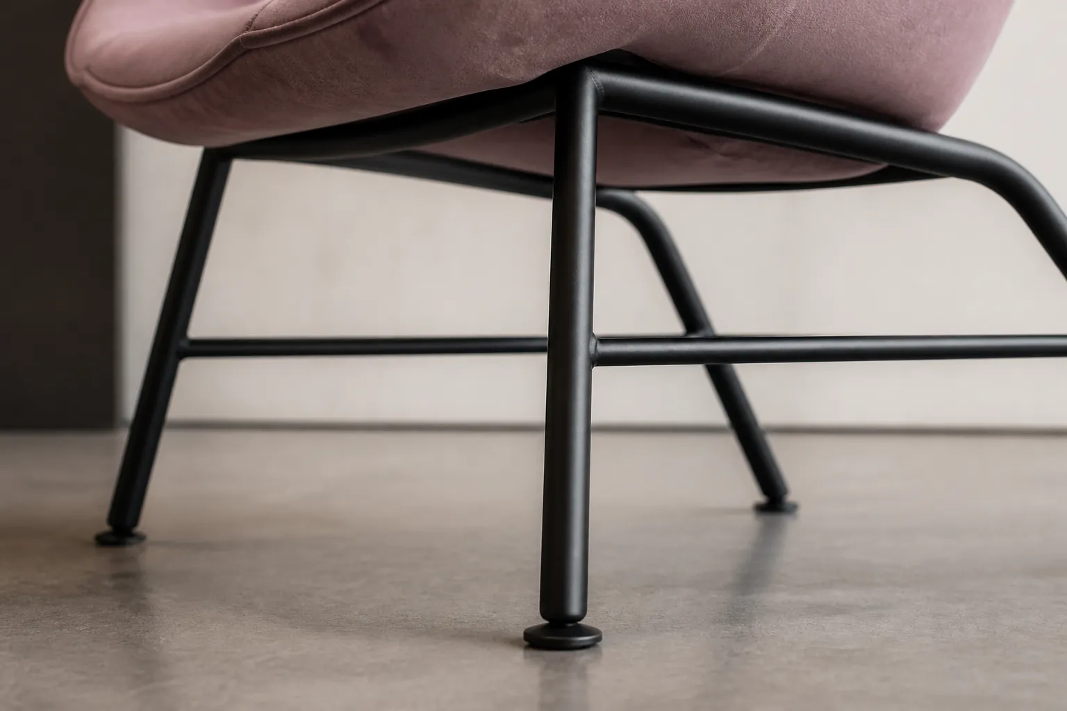 Detail shot of the sturdy metal legs showcasing the sleek modern design and quality craftsmanship
