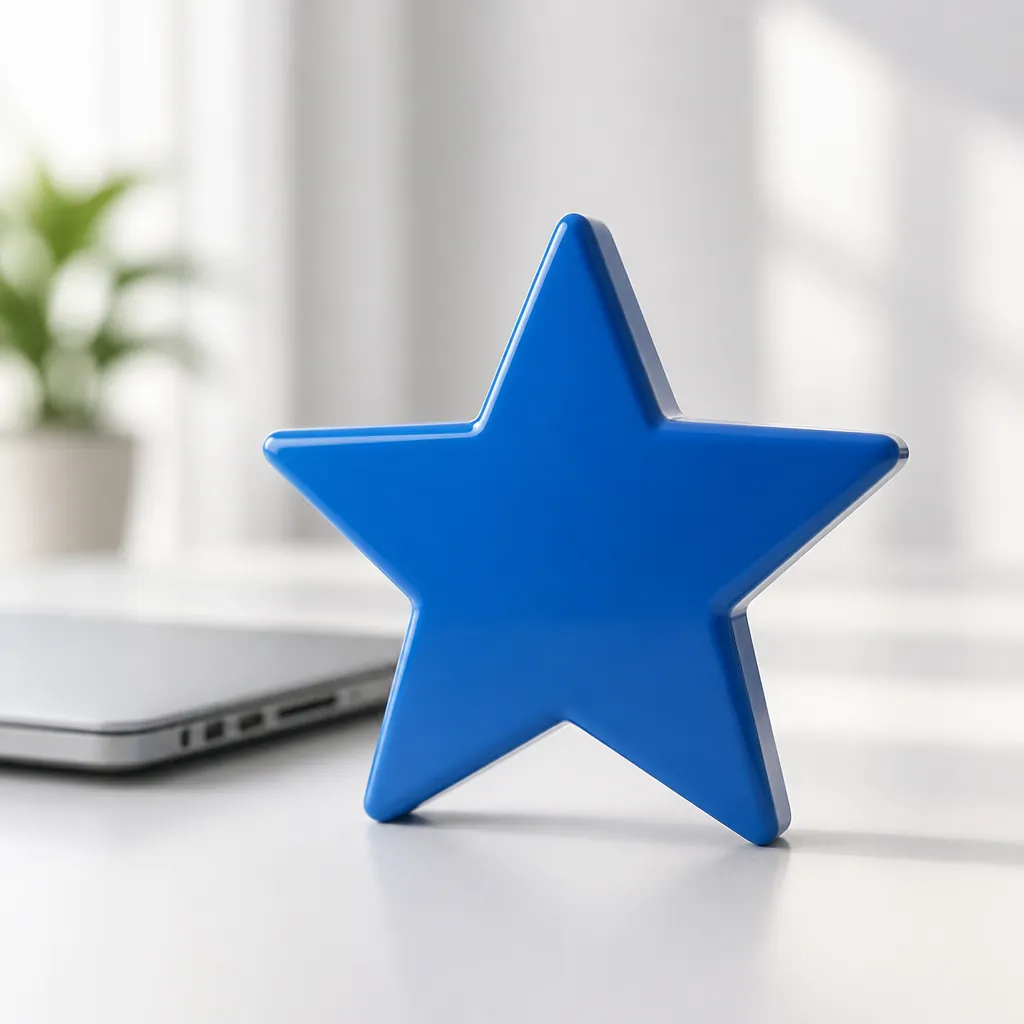 Blue star rating icon indicating 5-star quality