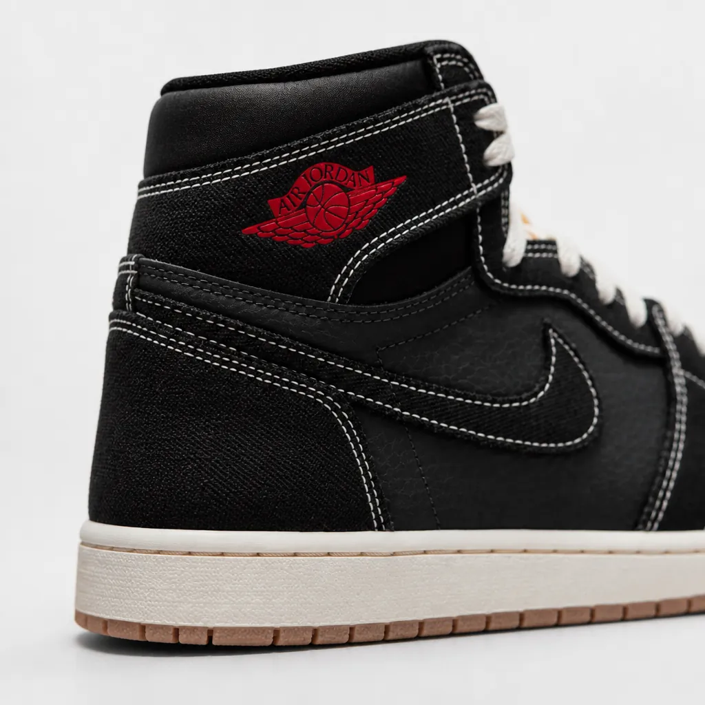 Rear heel view of the Air Jordan 1 Flight Club highlighting the encapsulated Air-Sole unit and premium heel construction with Jumpman logo