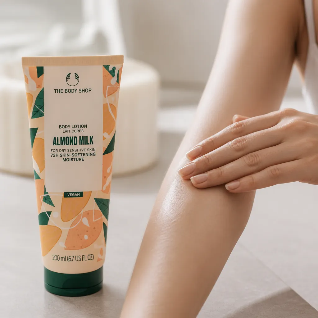 Hands massaging lotion into smooth arm skin, rapid absorption visible