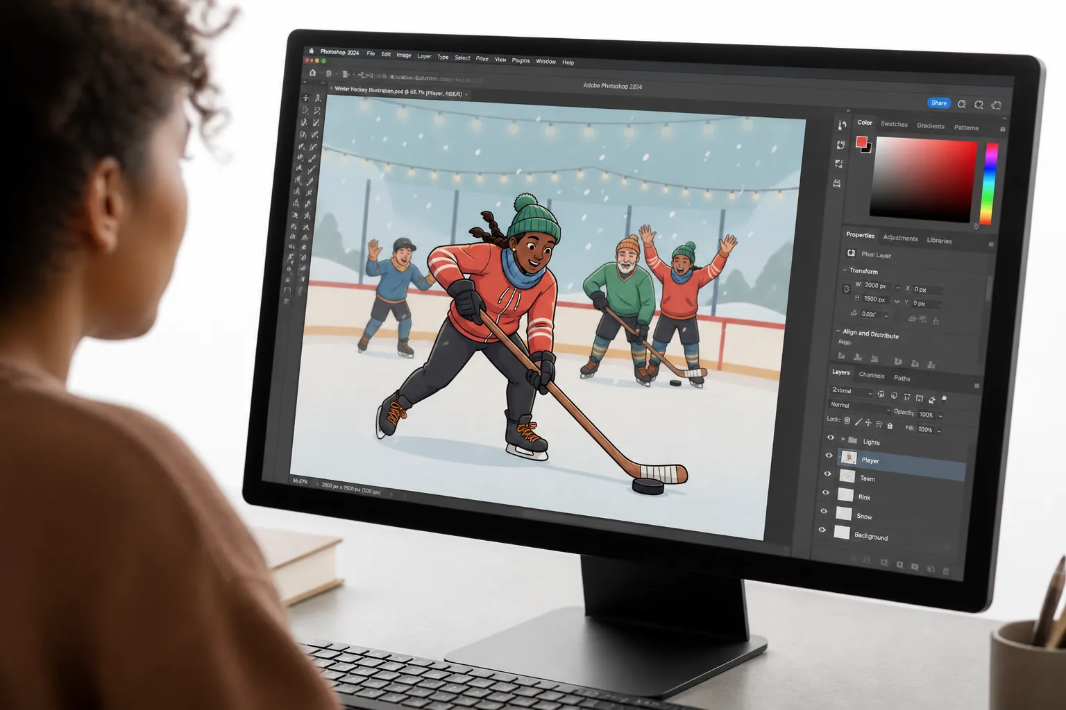 Adobe Photoshop interface showing professional photo editing workspace with layers panel and tools