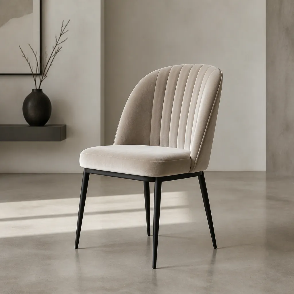 Modern dining chair with sleek metal legs and elegant silhouette in a contemporary setting