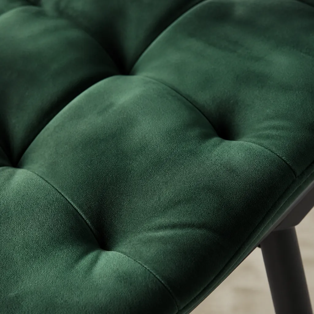 Close up of plush velvet cushioning with soft texture showing premium padding and tufted detail