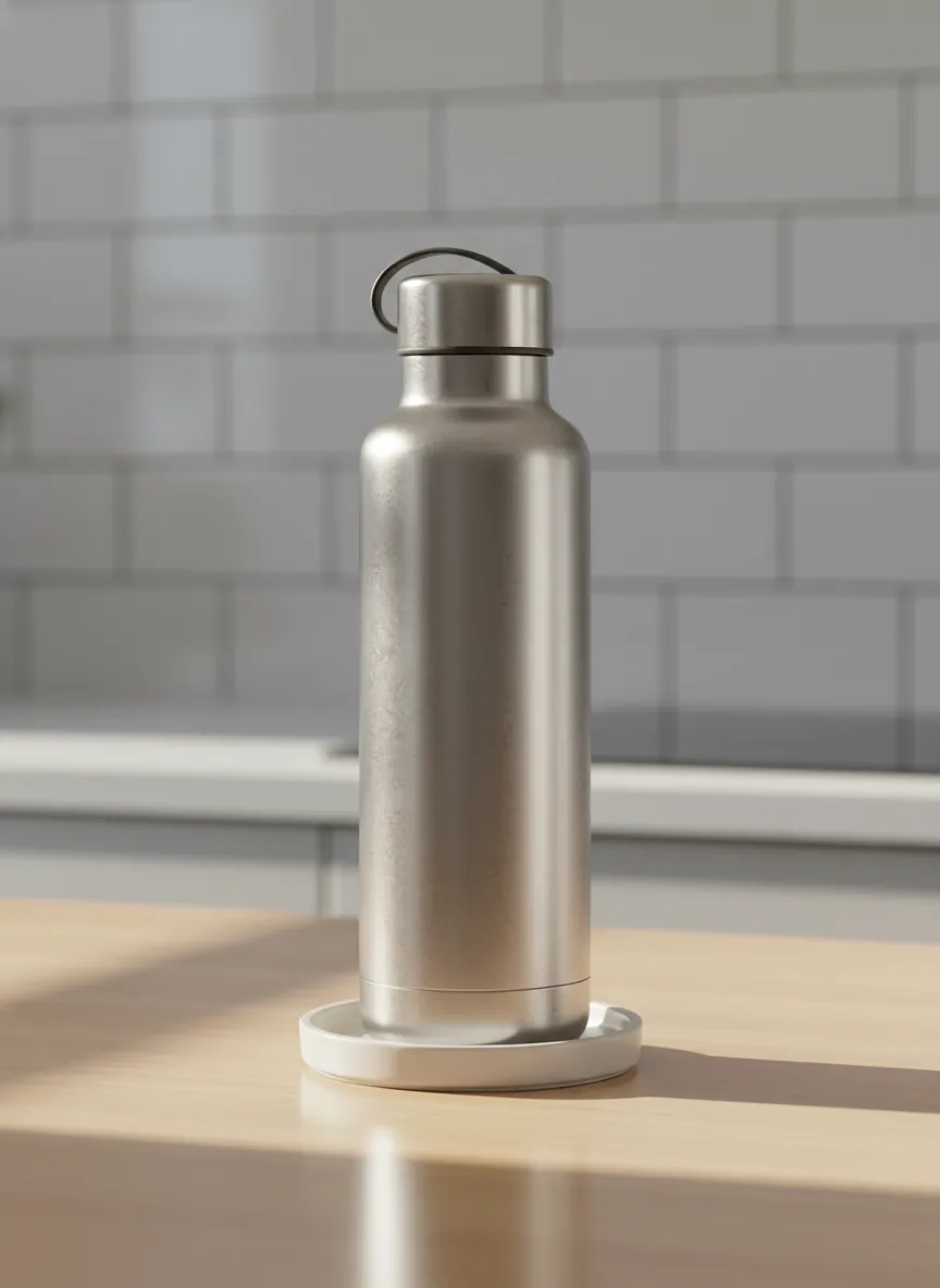 Pexpo premium insulated steel water bottle in fresh green color, sleek modern design with silicone strap for easy carrying
