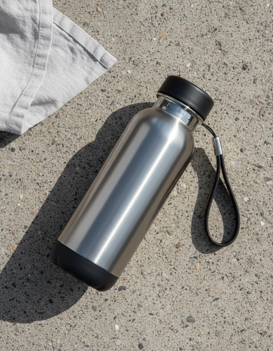 Pexpo premium insulated water bottle surrounded by checkmarks showing benefits - one-time purchase, reusable forever, BPA-free, and eco-friendly