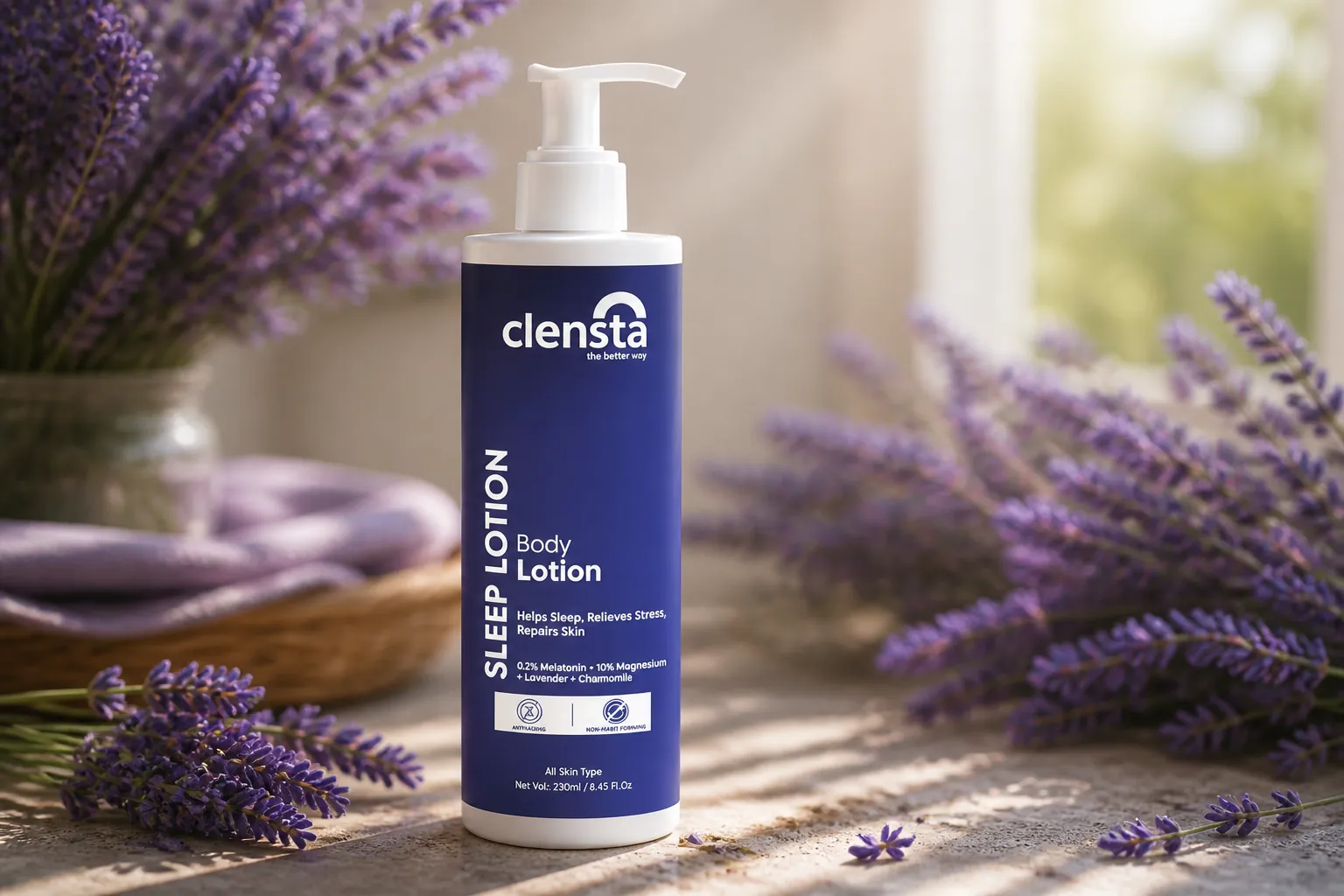 Beautiful purple lavender flowers in soft lighting representing natural relaxation