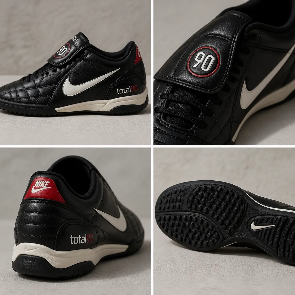 Small product thumbnail showing Nike Total 90 in Medium size Black colorway from multiple angles