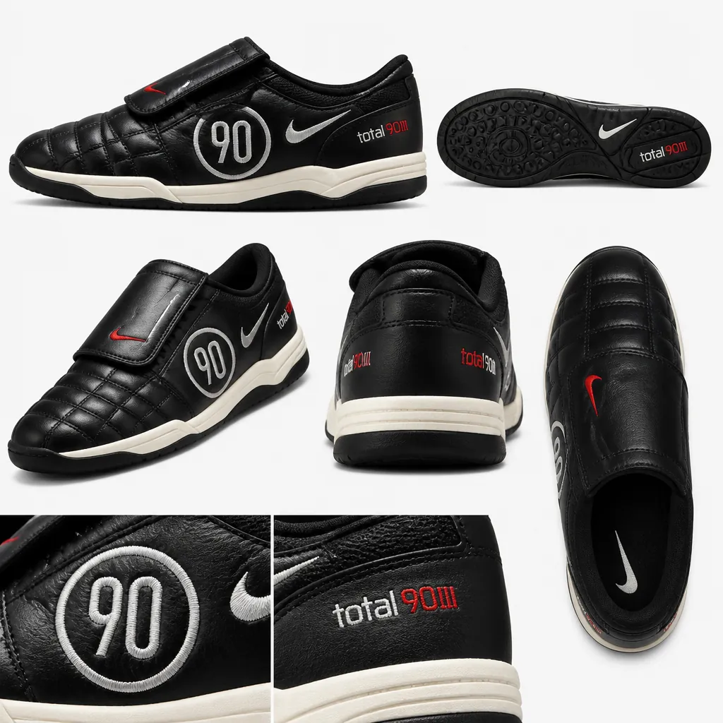 Small product thumbnail showing Nike Total 90 in Small size Black colorway from multiple angles