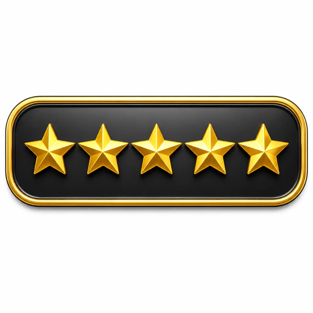Five star rating badge icon