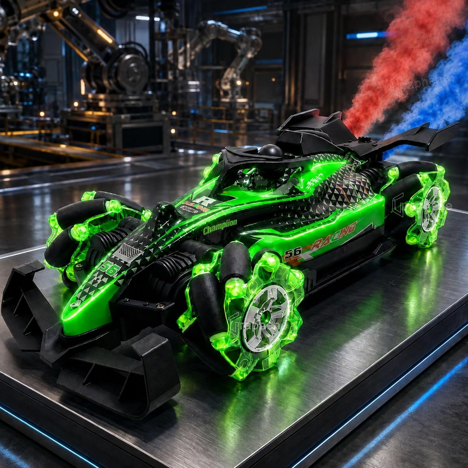 GRAPHENE RC 4x4 Formula F1 Drift Smoke Stunt 4WD Remote Control Car Toy for Kids 1:14 Offroad 2.4Ghz Hand Sensor Gesture 360° Rotation RGB Lights Music Sports Racing Cars 4 5 6 Boys Girl Adults (F1 DOUBLE SPRAY)