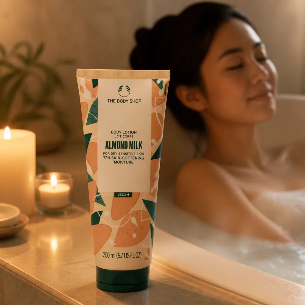 Person taking a warm relaxing bath with soft candlelight ambiance, steam rising from the water, calming and peaceful atmosphere