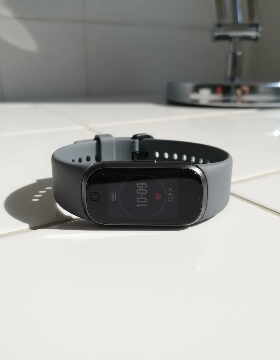 Clean product showcase of Smart Fitness Band with all features highlighted