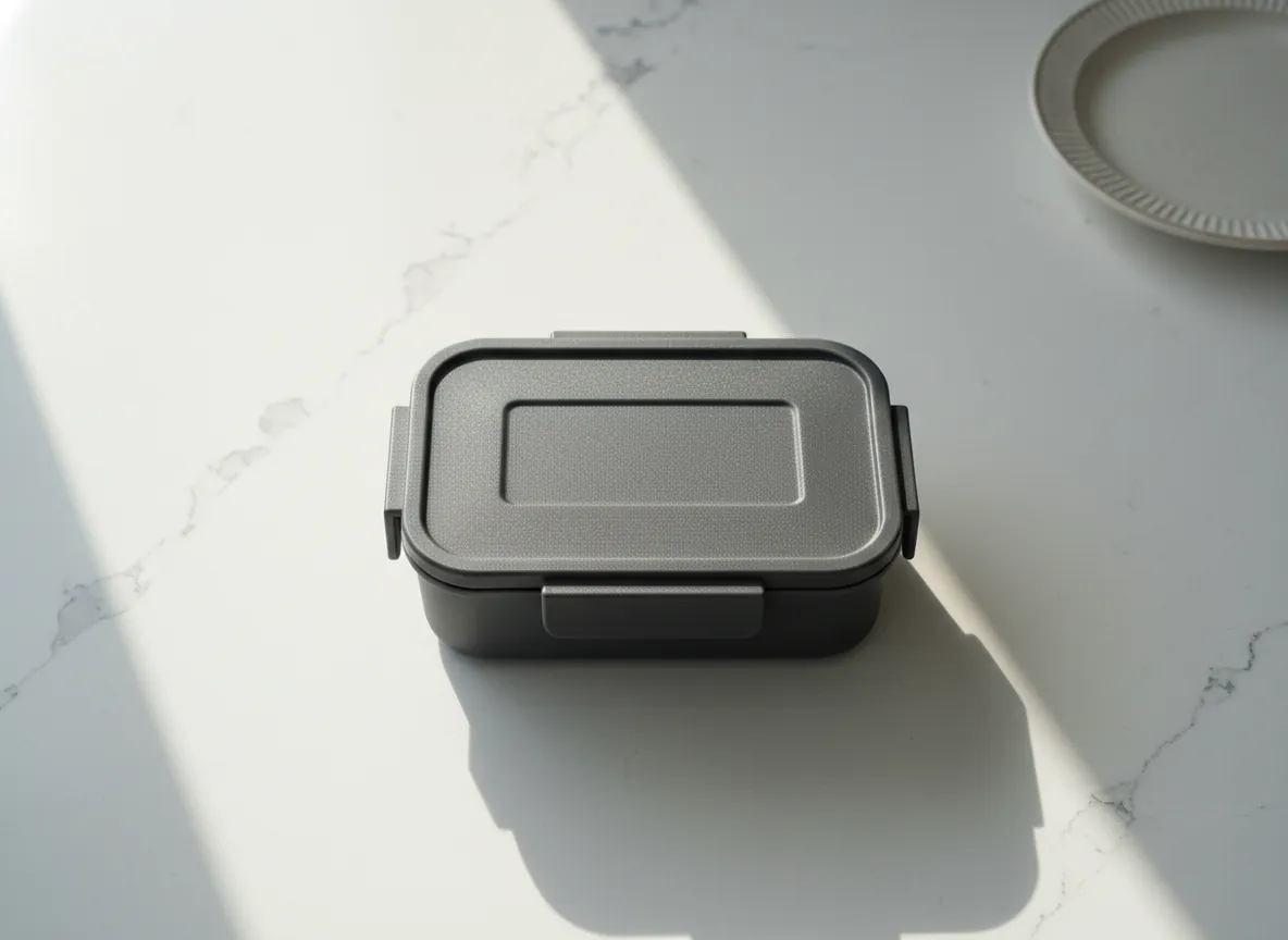 Steaming hot bento box being opened at office desk