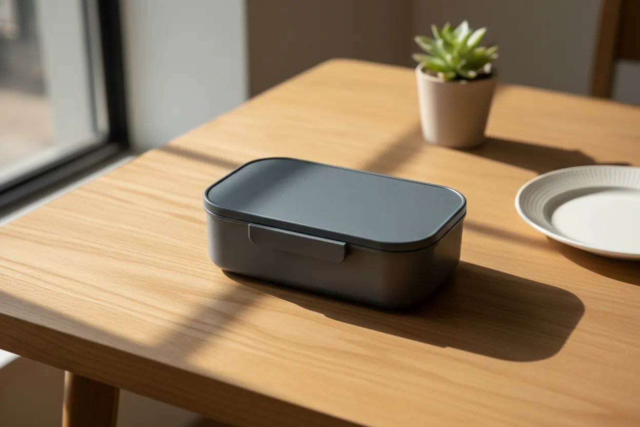 Happy hot bento box meal with steam