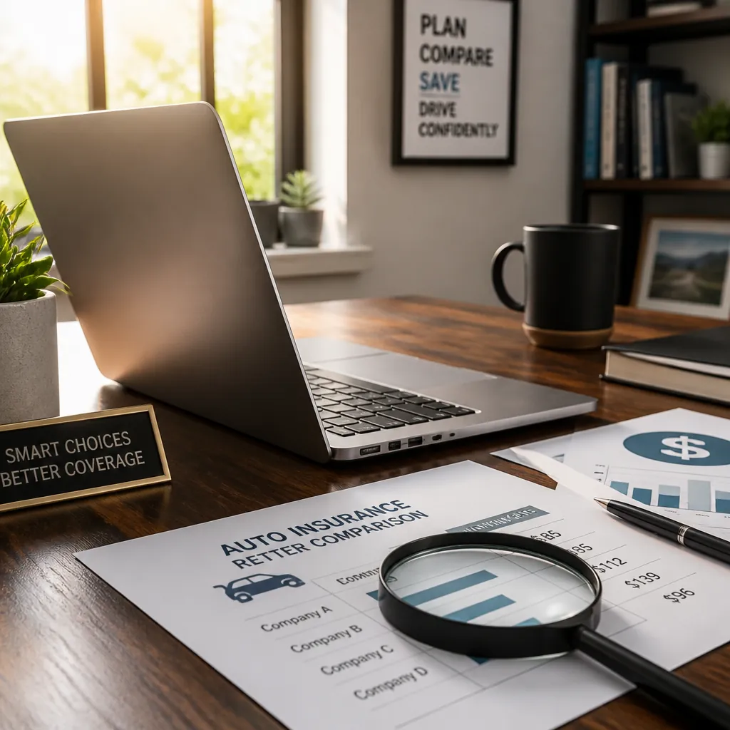 Step 1 icon showing rate comparison chart with magnifying glass and dollar signs representing price analysis