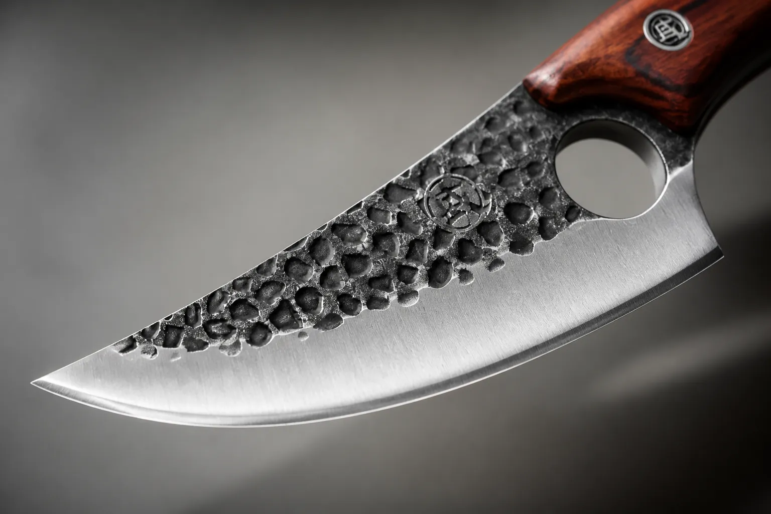 Extreme close-up macro photograph of razor-sharp knife blade edge showing precision honing with dramatic side lighting and shallow depth of field