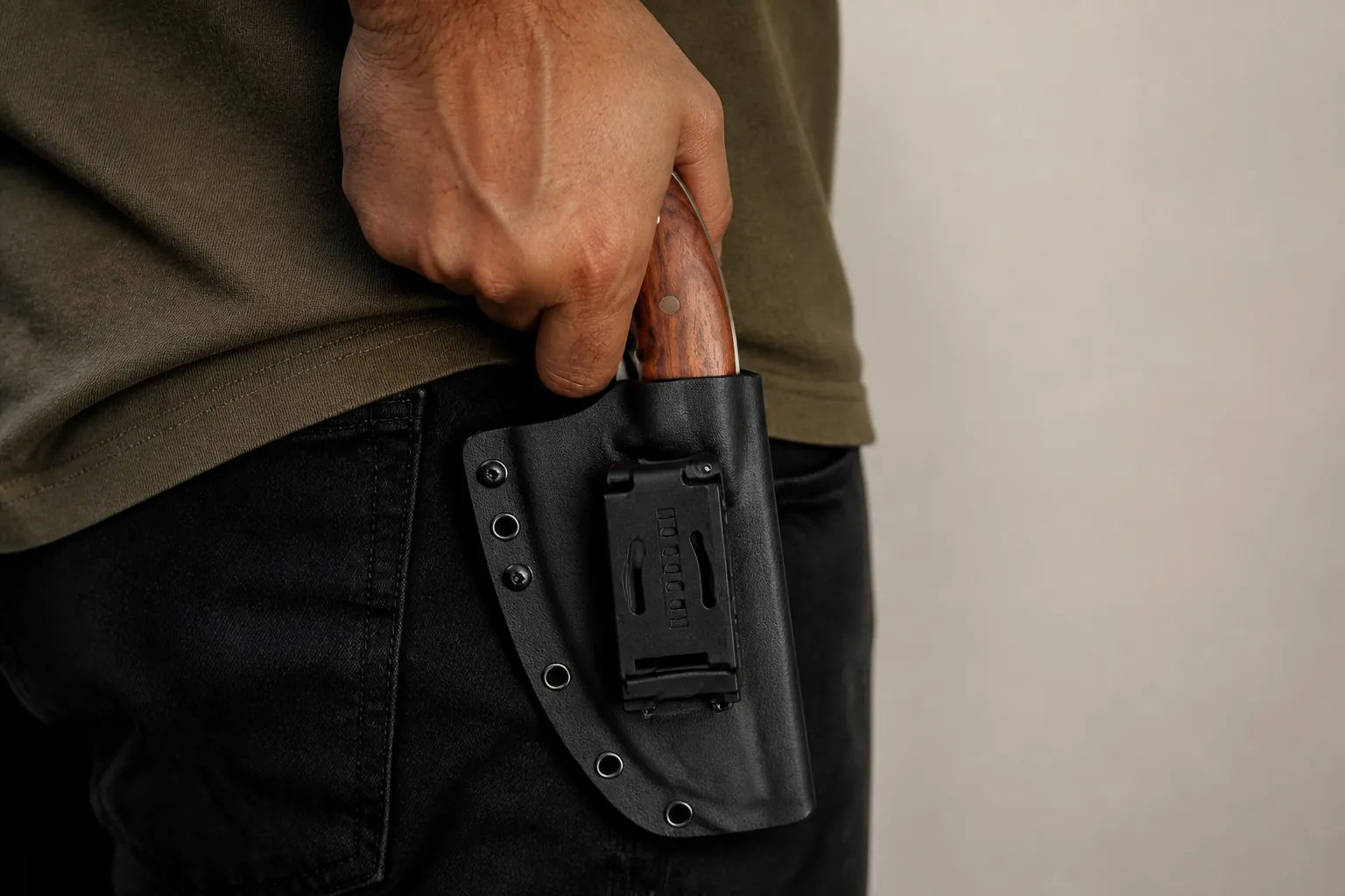 Professional-grade protective sheath in matte black with precise fitting and secure closure mechanism