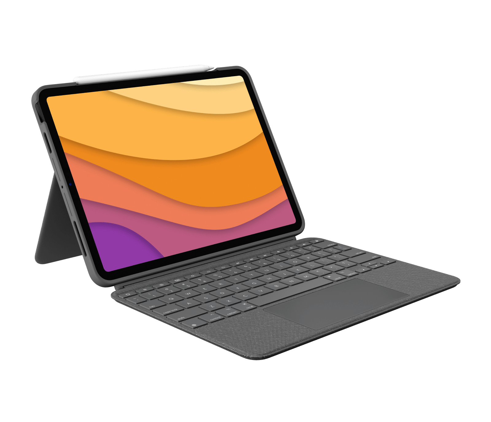 Combo Touch for iPad Air in English US QWERTY layout, shown attached to iPad Air on a clean white background with product details visible