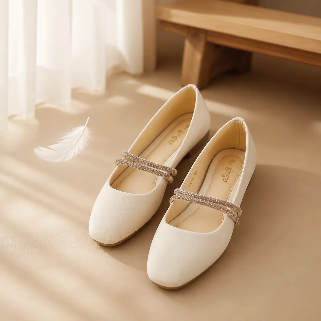 Illustration of a feather showing the ultra-lightweight design of these ballerinas weighing just like air