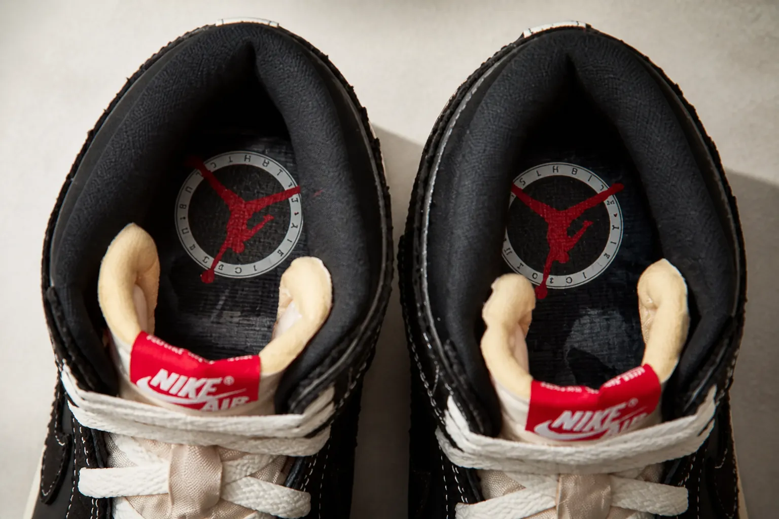 Iconic Jumpman logo embroidered on heel with premium construction quality and heritage branding details