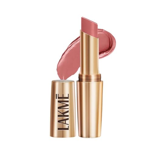 Lakme Powerplay lipstick in natural nude shade, subtle matte finish