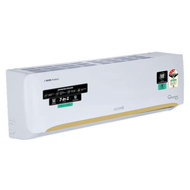 Croma 7-in-1 Convertible Split AC - White Glossy finish, 3 Star rating, premium modern design with clean lines