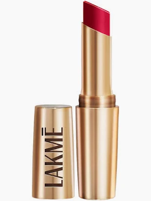 Selected Lakme Powerplay lipstick shade showing premium packaging and color swatch