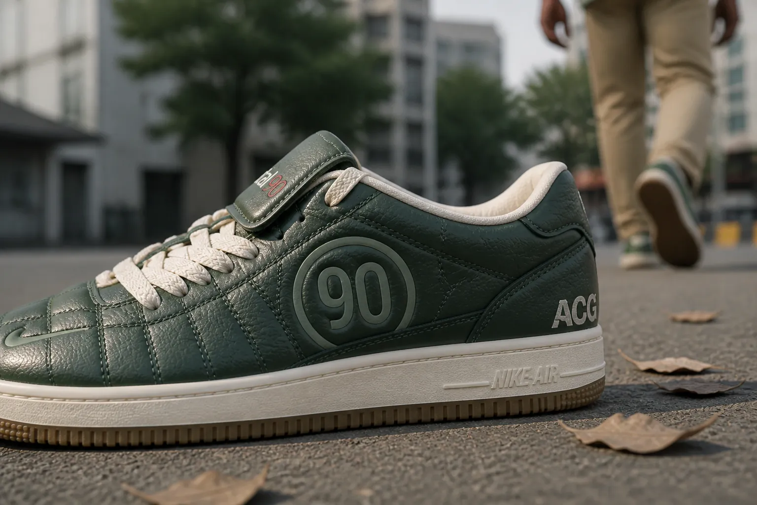 Side profile view of sneaker ankle collar showing padded cushioning with soft focus background