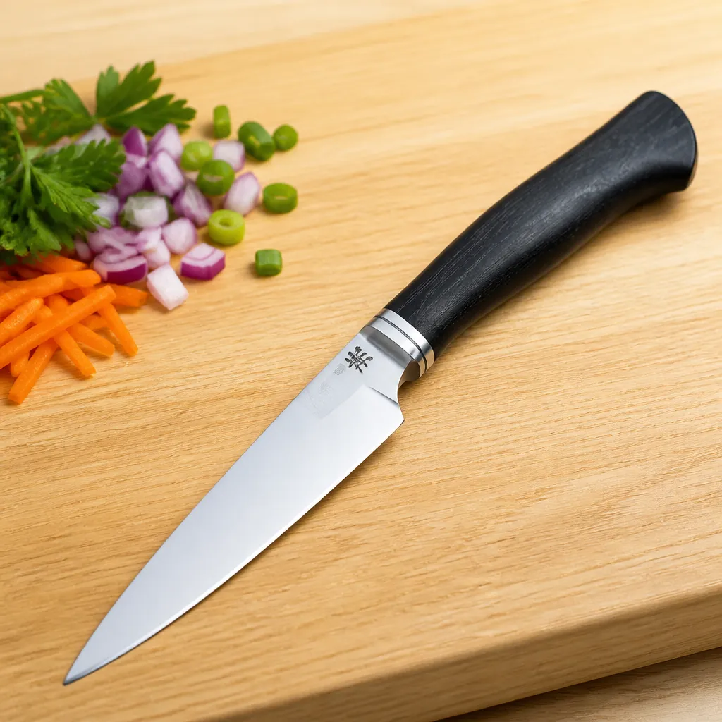 Premium Japanese steel blade icon showing high-carbon stainless steel